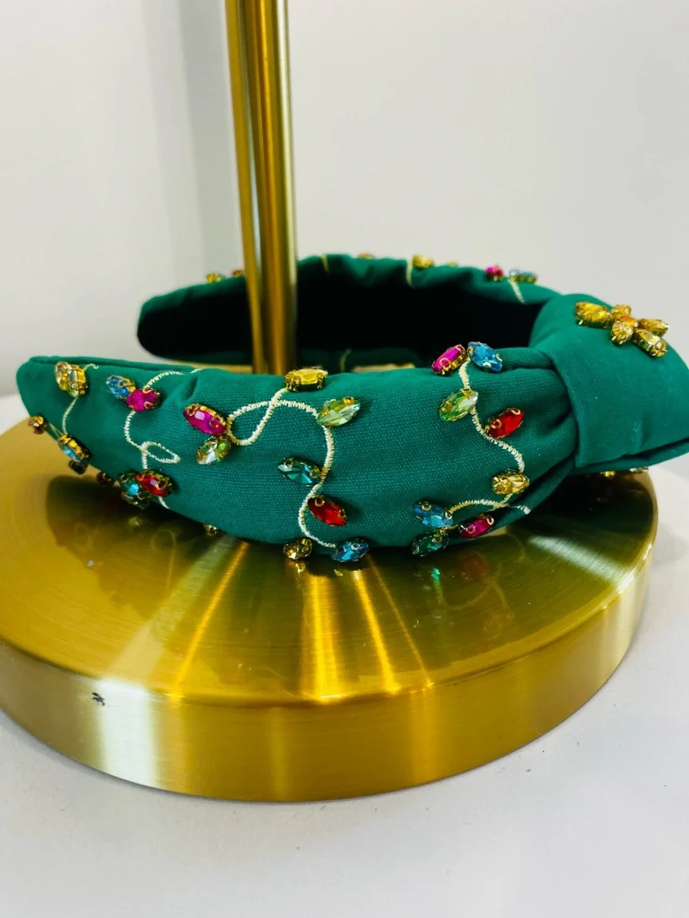 Cheeky Plum Embellished Green Jewel Knot Headband
